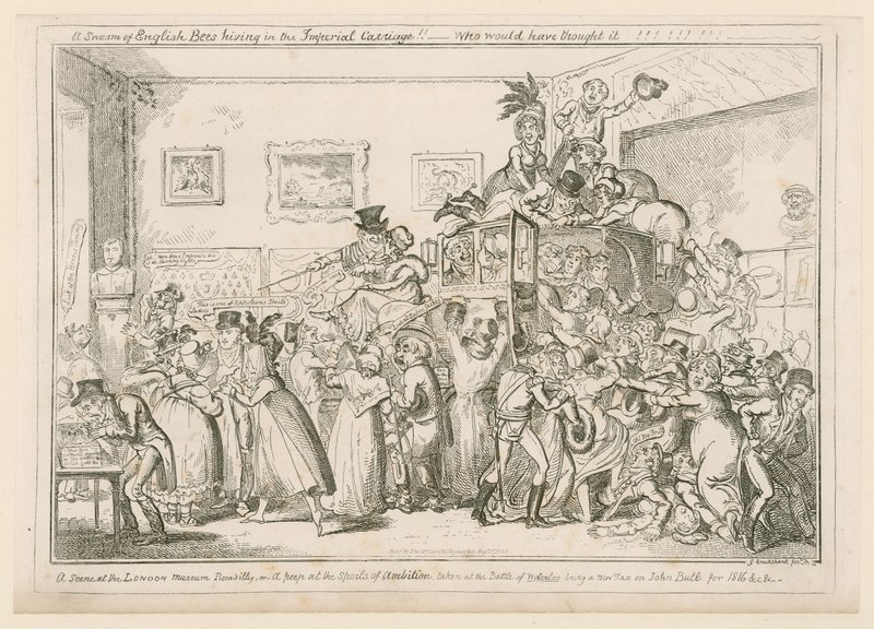 A scene at the London Museum Piccadilly  by George Cruikshank