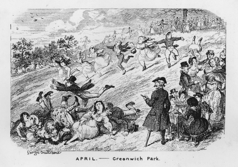 Nisan, Greenwich Park, Londra (gravür) by George Cruikshank