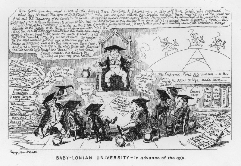 Baby-Lonian Üniversitesi, Çağın Öncesi (gravür) by George Cruikshank