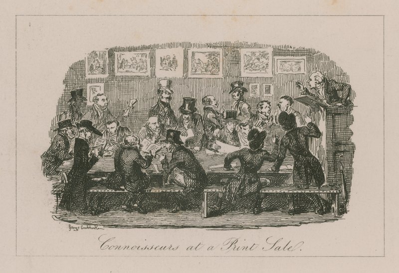 Bir baskı satışında bilenler by George Cruikshank