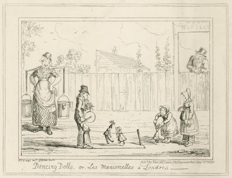 Dans eden bebekler veya Les Marionettes a Londres by George Cruikshank