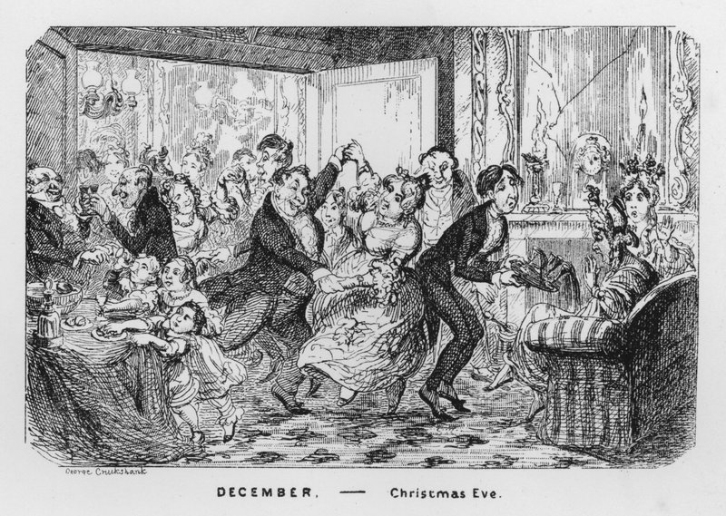 December, Christmas Eve (engraving) by George Cruikshank