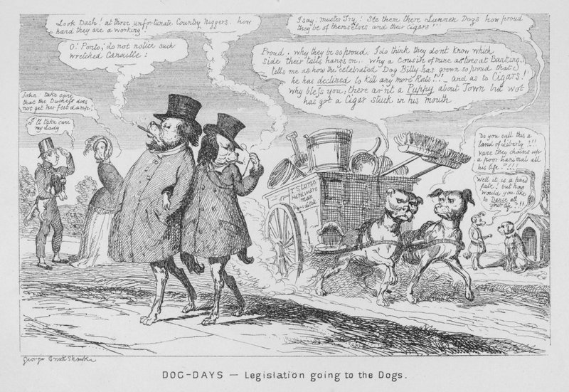 Köpek Günleri, Köpeklere Giden Mevzuat (gravür) by George Cruikshank