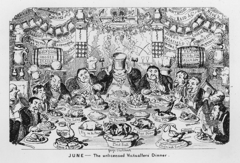 June, Ruhsatsız Victuallers mı? Akşam yemegi by George Cruikshank