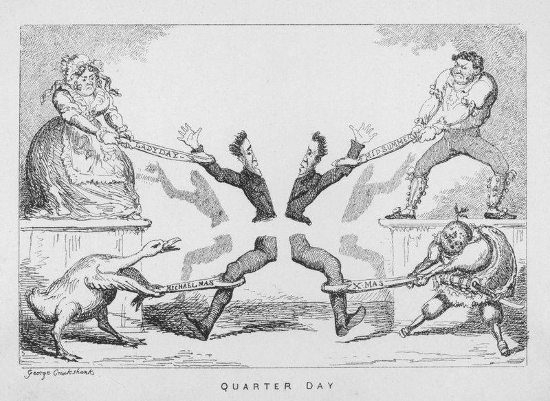 Çeyrek Gün, Ladyday, Yaz Ortası, Michaelmas, Noel by George Cruikshank