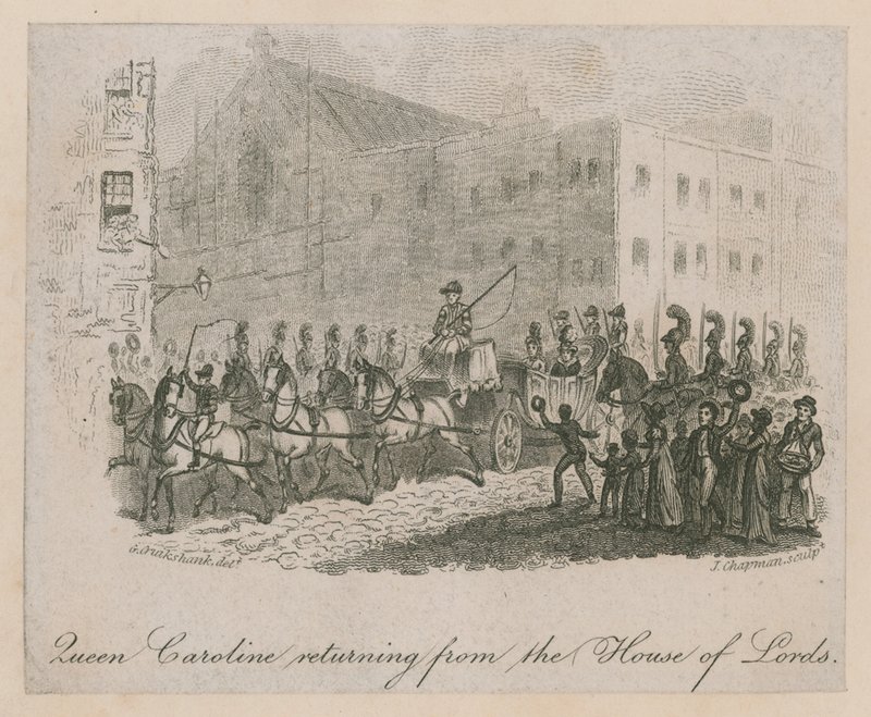 Lordlar Kamarası'ndan dönen Kraliçe Caroline by George Cruikshank