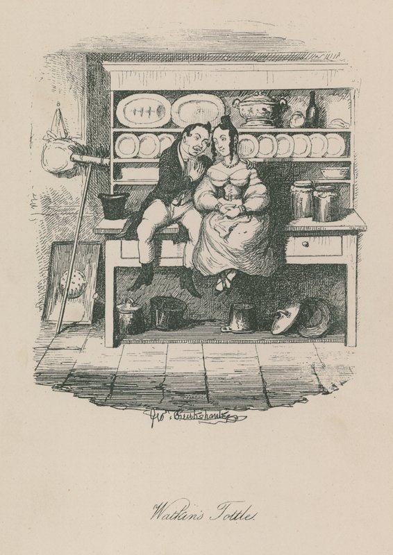 Londra yaşamının sahnesi: Watkins Tottles by George Cruikshank