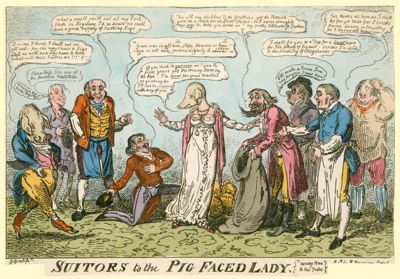 Domuz Suratlı Lady of Manchester Square, Londra Suiters by George Cruikshank