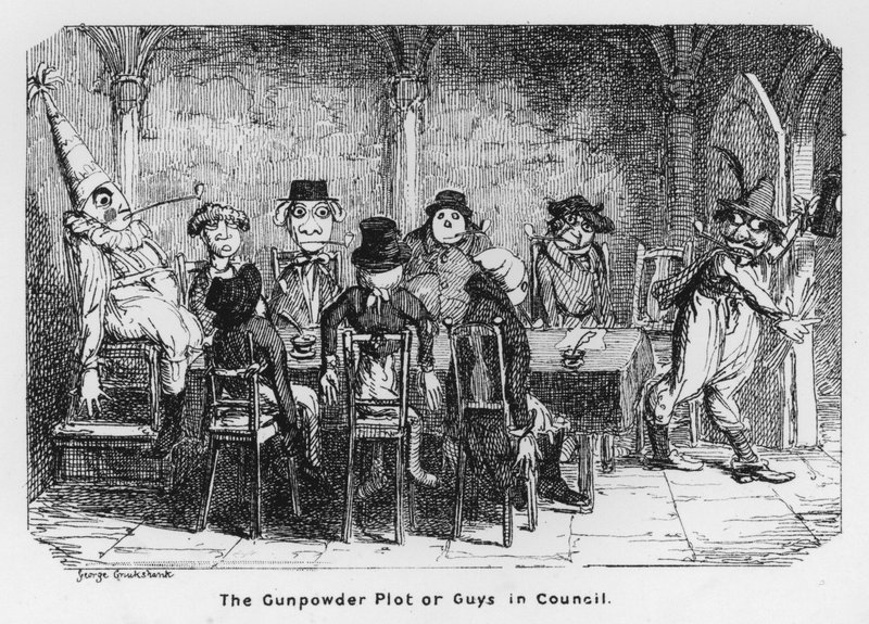 Barut Komplosu veya Konseydeki Adamlar (gravür) by George Cruikshank