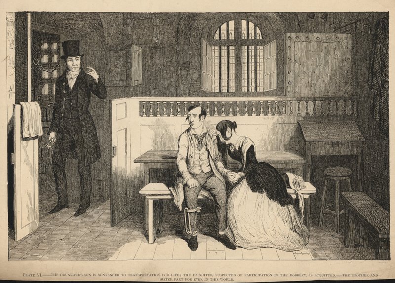 Sarhoşun oğlu ömür boyu nakliye cezasına çarptırıldı by George Cruikshank