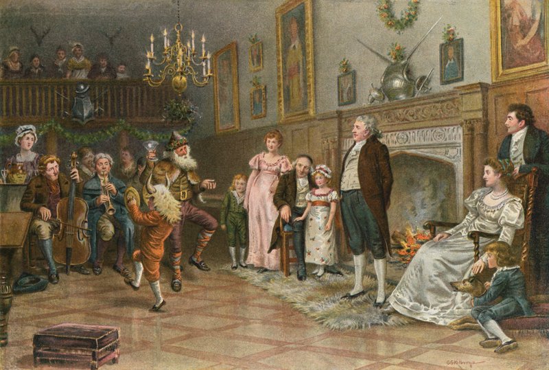 Squires Ancestral Hall'un İçi: Bir Noel Eğlencesi Veren Ülke Mummers by George Goodwin Kilburne