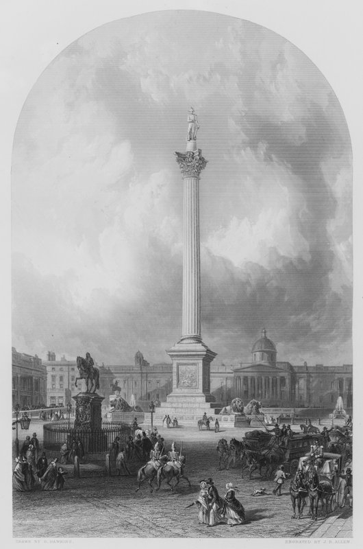 Nelson Sütunu, Trafalgar Meydanı, William Railton, Mimar (gravür) by George Hawkins