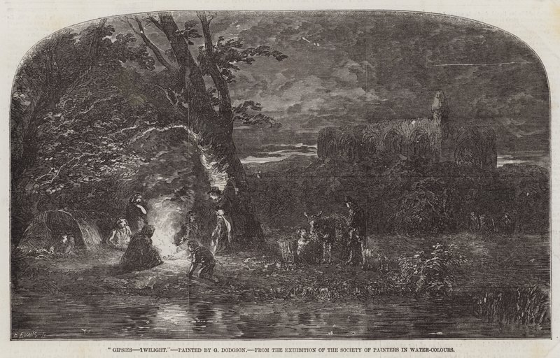 Çingeneler, Alacakaranlık, Ressamlar Derneği'nin Sulu Boyalar Sergisinden by George Haydock Dodgson