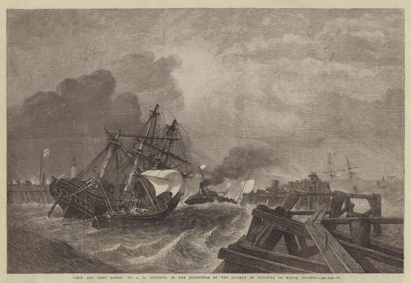Sulu Boya Ressamlar Derneği Sergisinde Gemi ve Mürettebat Kurtarıldı by George Henry Andrews
