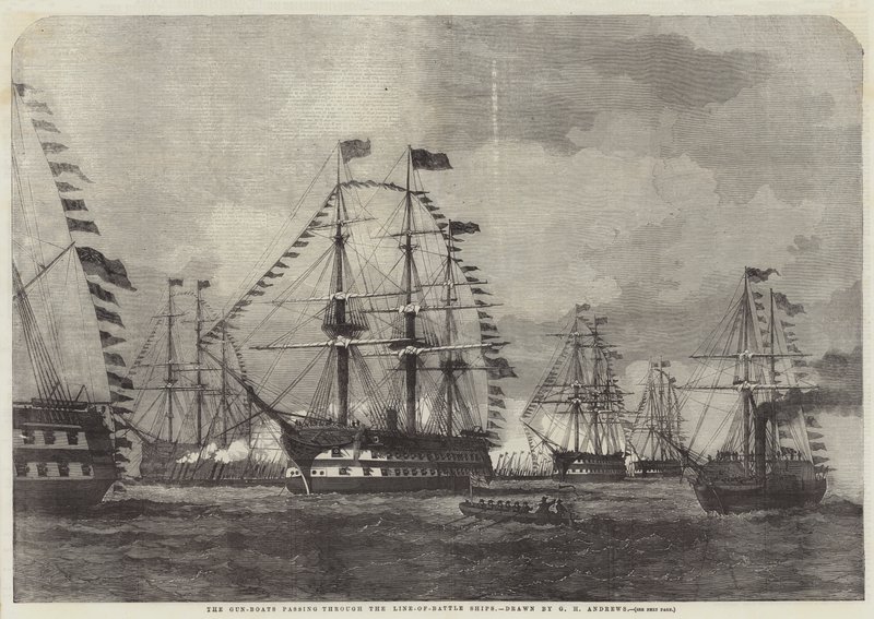 Savaş Hattı Gemilerinden Geçen Silahlı Tekneler by George Henry Andrews