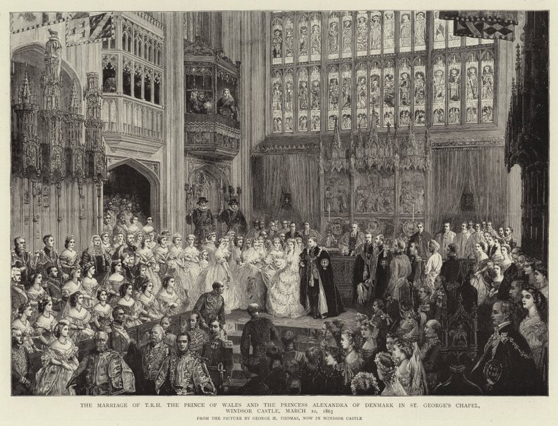 TRH'nin Galler Prensi ve Danimarka Prensesi Alexandra'nın St George Şapeli'ndeki Evliliği, Windsor Şatosu, 10 Mart 1863 by George Housman Thomas