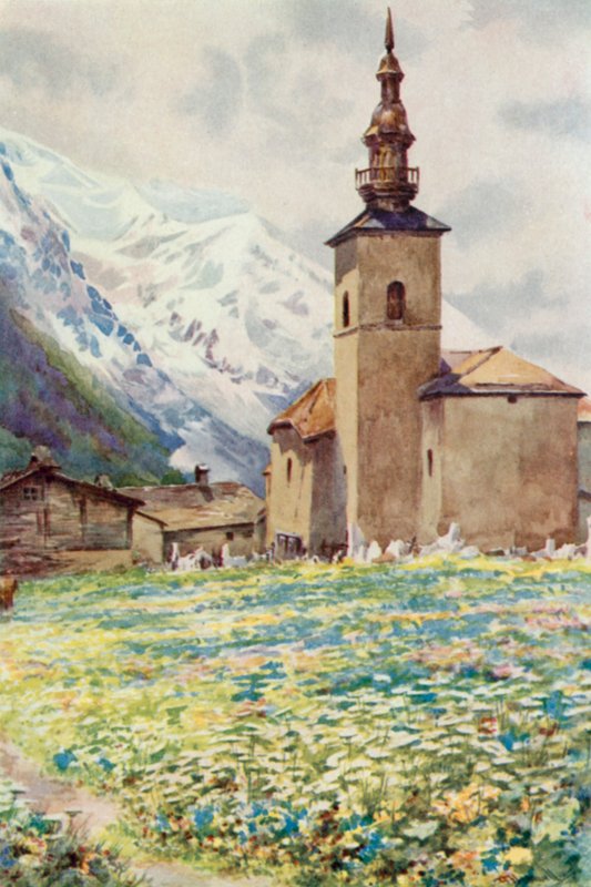 Mont Blanc ve Argentiere Kilisesi (renkli taş) by George Jackson Flemwell