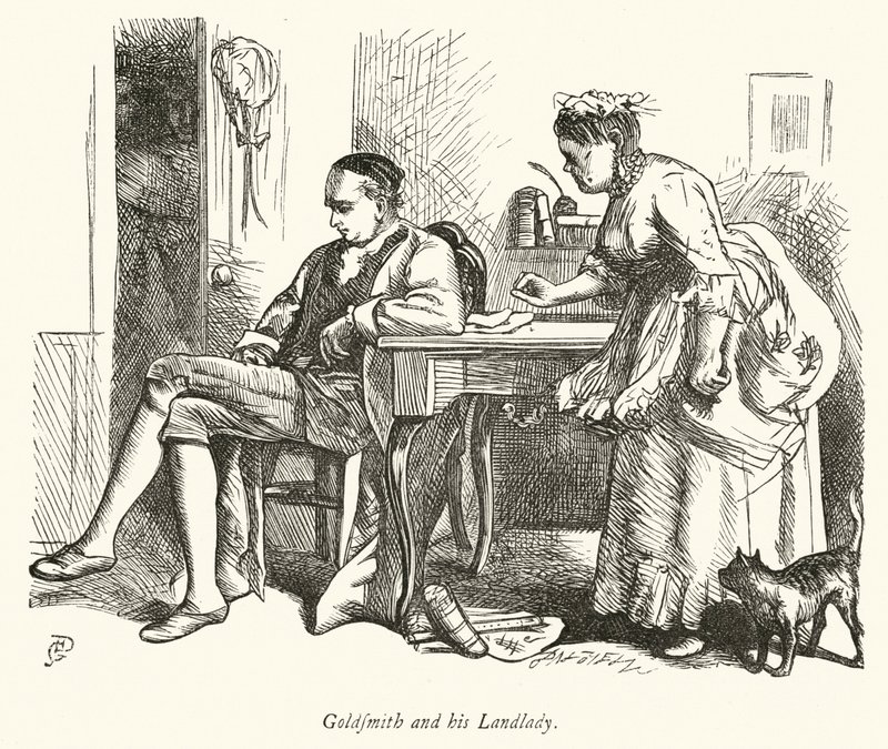 Oliver Goldsmith ve ev sahibesi (gravür) by George John Pinwell