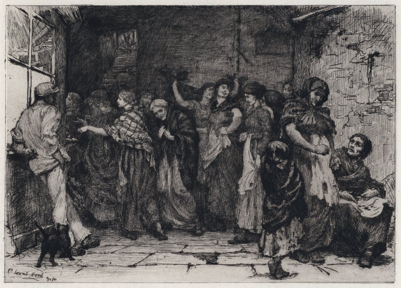 Pamuk Fabrikasında ödeme günü (aşındırma) by George Percy Jacomb Hood