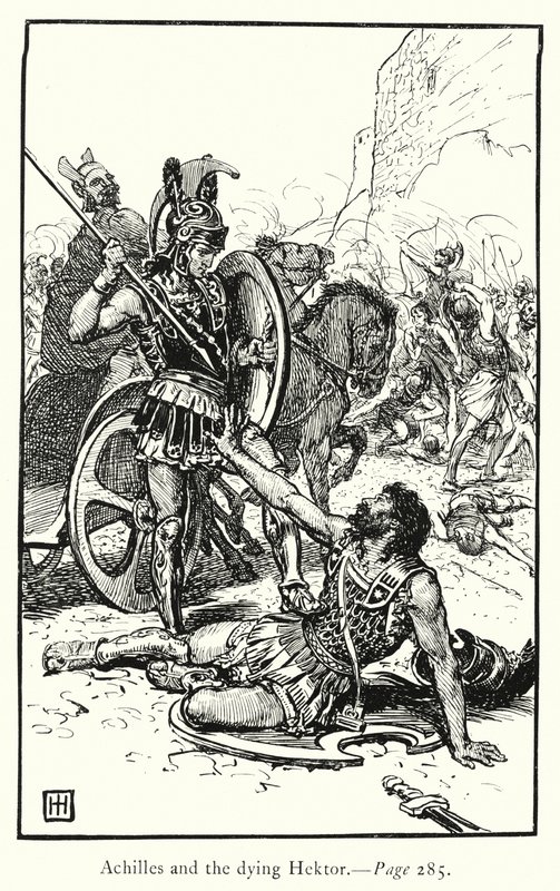 İlyada: Akhilleus ve ölmekte olan Hektor (gravür) by George Percy Jacomb Hood