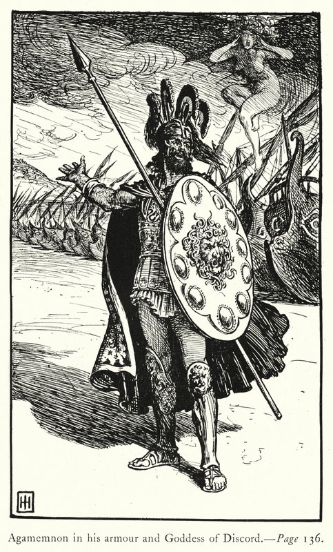İlyada: Agamemnon zırhında ve Uyuşmazlık Tanrıçası (gravür) by George Percy Jacomb Hood