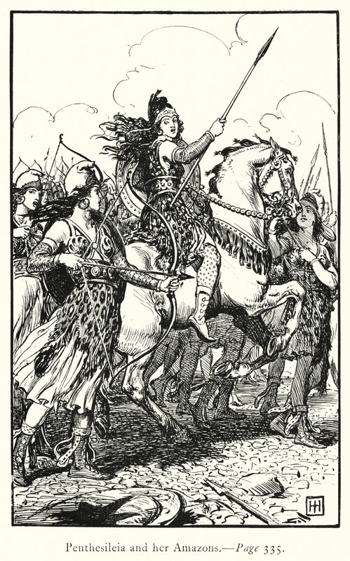 İlyada: Penthesileia ve Amazonları (gravür) by George Percy Jacomb Hood