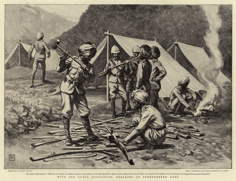 Buner Expedition ile teslim olan silahların parçalanması by George Percy Jacomb Hood