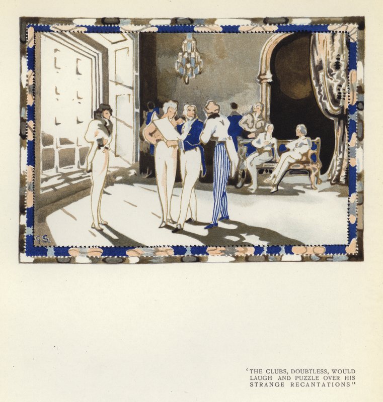 Max Beerbohm'un Mutlu İkiyüzlü için çizimi (renkli taş) by George Sheringham