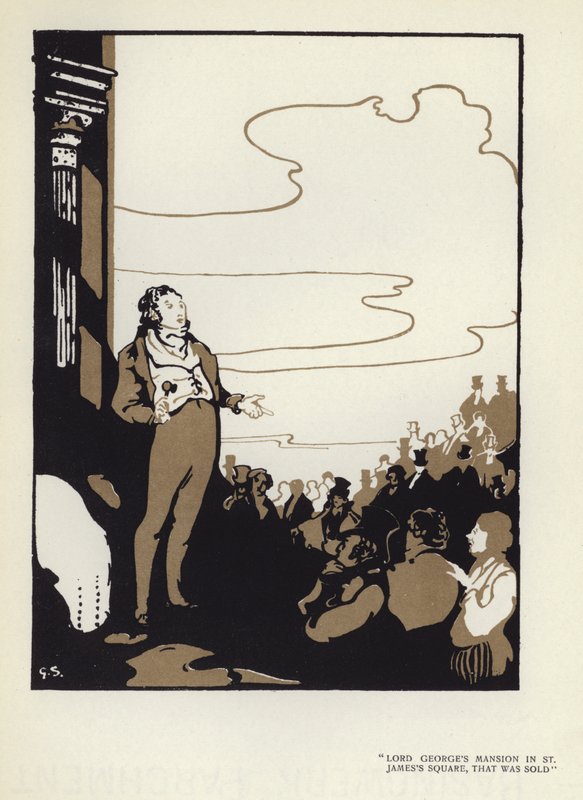 Max Beerbohm'un Mutlu İkiyüzlü için çizimi (renkli taş) by George Sheringham