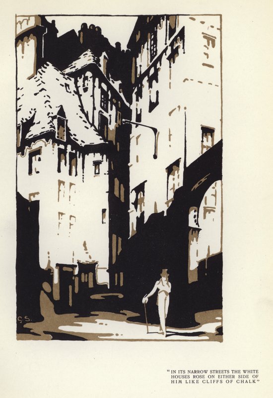 Max Beerbohm'un Mutlu İkiyüzlü için çizimi (renkli taş) by George Sheringham