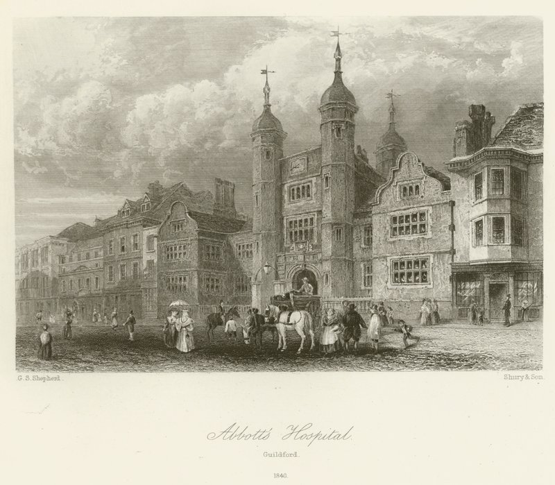 Abbotts Hastanesi, Guildford, 1840 by George Sidney after Shepherd