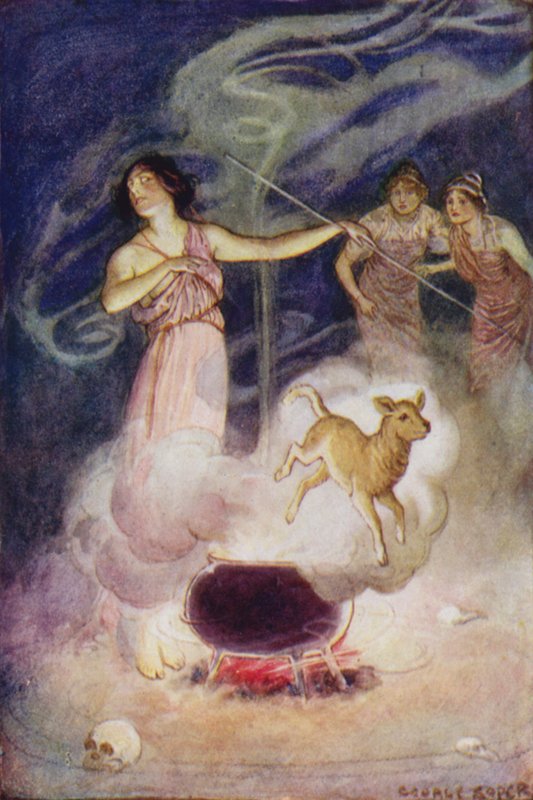 Jason ve Argonotlar: "Büyülerini onun üzerine fısıldadı ve tekrar genç bir kuzuyu dışarı fırladı" (renkli taş) by George Soper