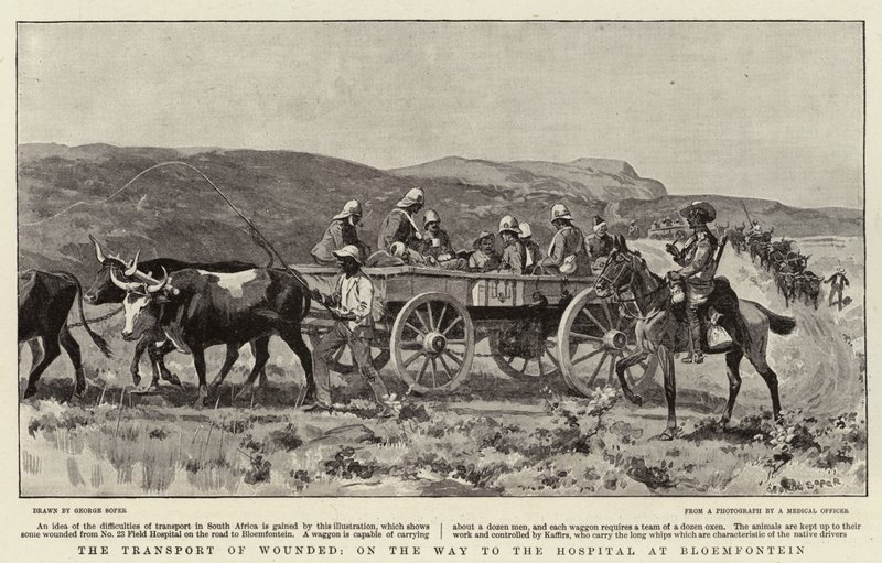 The Transport of wounded, on the Way to the Hospital at Bloemfontein  by George Soper