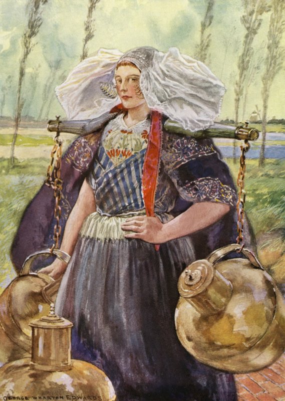Bir Zeeland Sütçü Kızı (renkli taş) by George Wharton Edwards