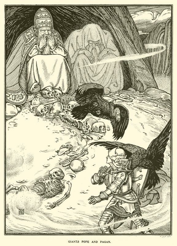Devler Papa ve Pagan (gravür) by George Woolliscroft Rhead