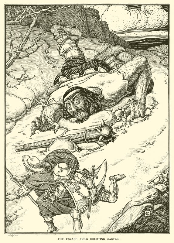 Şüpheci Şatodan Kaçış (gravür) by George Woolliscroft Rhead