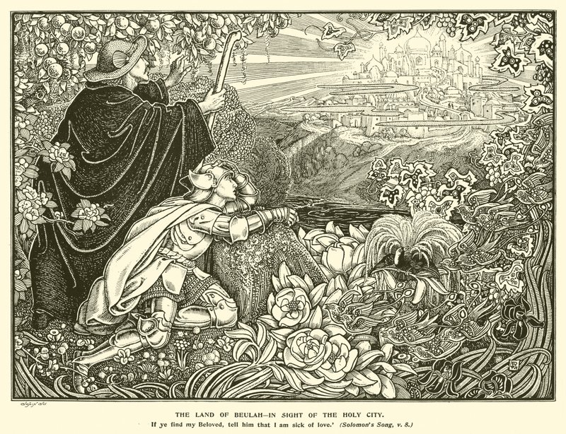 Beulah Ülkesi, Kutsal Şehrin Görüşünde (gravür) by George Woolliscroft Rhead