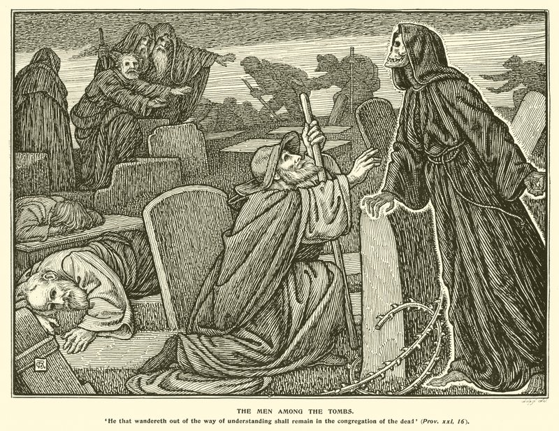 Mezarların Arasındaki Adamlar (gravür) by George Woolliscroft Rhead
