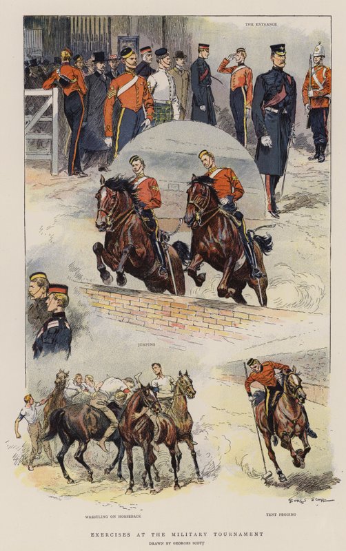 Askeri Turnuvadaki Tatbikatlar (chromolitho) by Georges Bertin Scott
