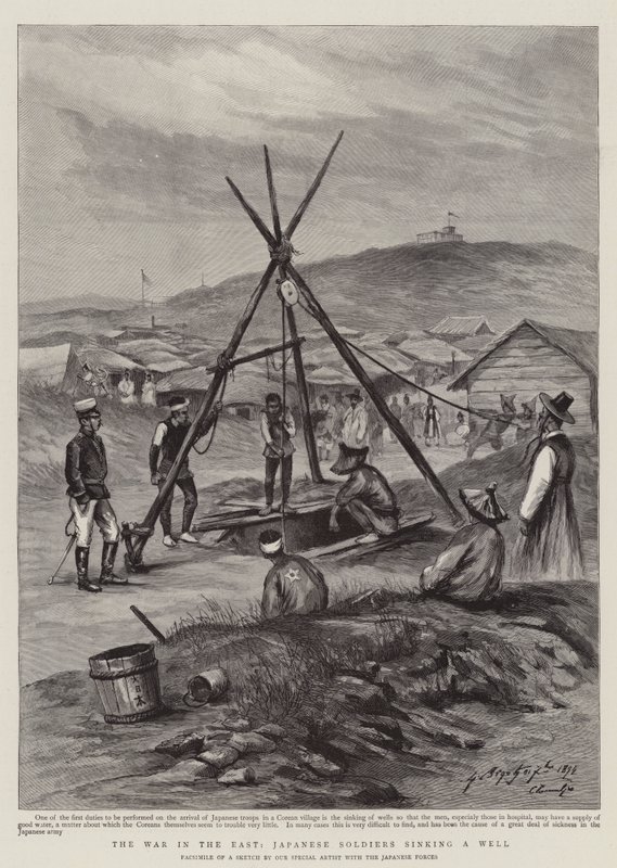 Doğuda Savaş, Kuyu Batan Japon Askerleri by Georges Ferdinand Bigot