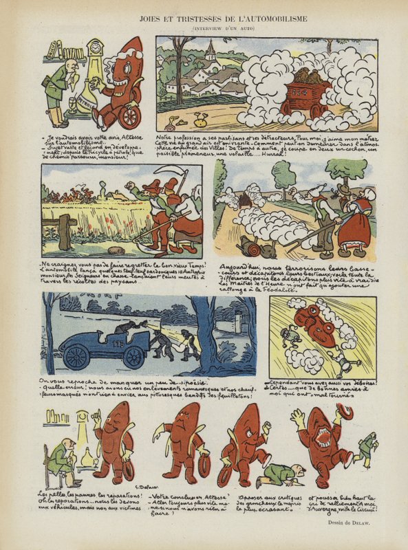 Otomobil kullanmanın sevinçleri ve hüzünleri. Le Rire için İllüstrasyon by Georges Delaw