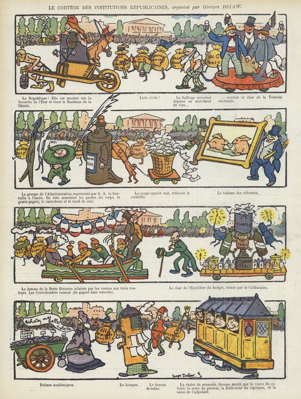 Cumhuriyet kurumlarının alayı. Le Rire için İllüstrasyon by Georges Delaw
