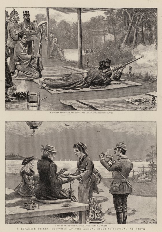 Bir Japon Bisley, Kioto'daki Yıllık Atış-Festivalinde Eskizler by Georges Ferdinand Bigot