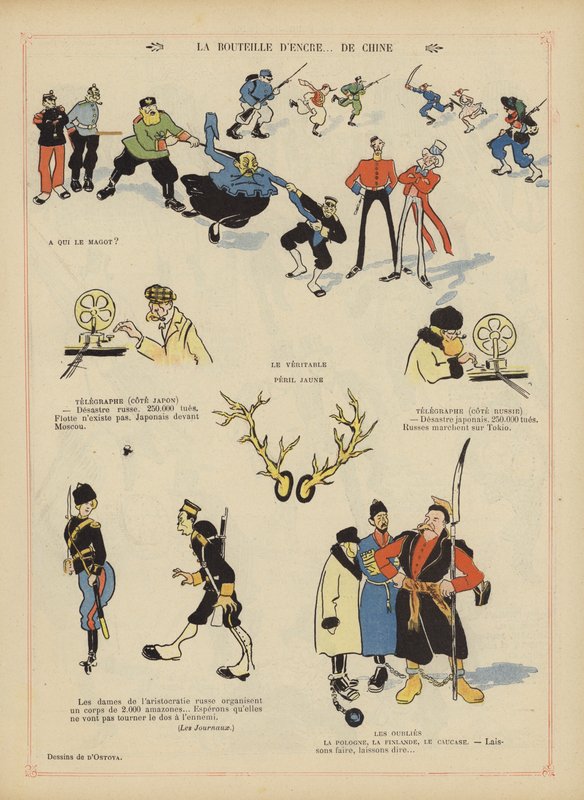 Rus-Japon Savaşı üzerine hiciv. Le Rire için İllüstrasyon by Georges d 1878 1937 Ostoya