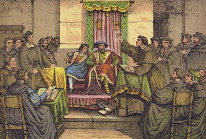 Luther'in Leipzig'de Dr Eck ile tartışması, 1519 by German School