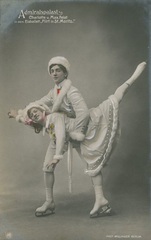 Buz patencileri kartpostalı, 1913 yılında gönderilmiş (elle renklendirilmiş fotoğraf) by German Photographer