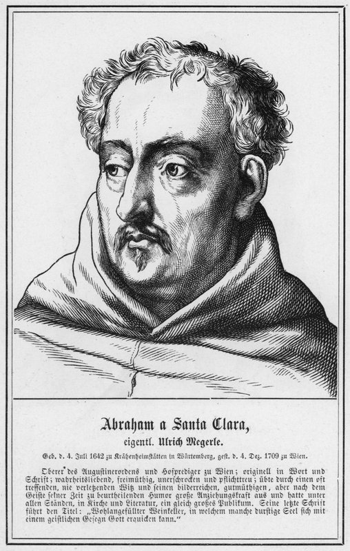 Abraham bir Santa Clara, gerçek adı Ulrich Megerle (gravür) by German School