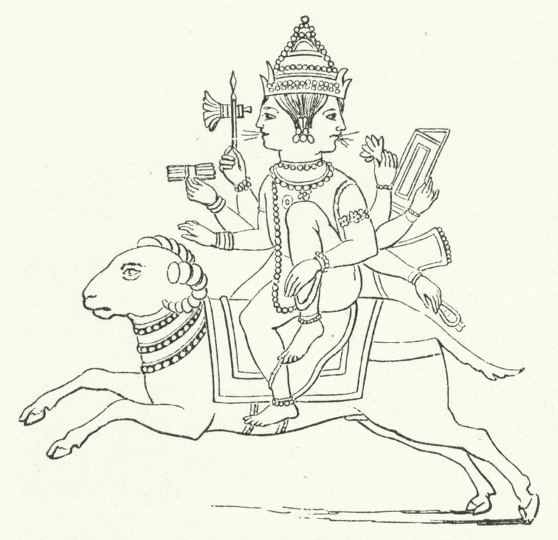 Agni, Hindu ateş tanrısı (gravür) by German School