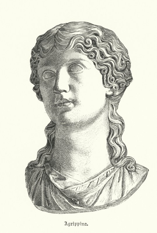 Yaşlı Agrippina, Romalı general Germanicus'un karısı ve İmparator Caligula'nın annesi (gravür) by German School