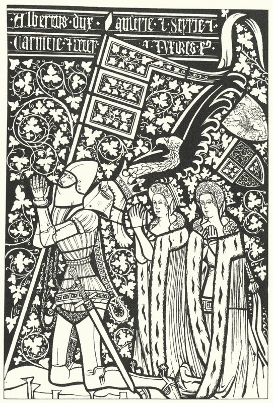Albert III, Avusturya Dükü, iki karısı, Bohemyalı Elisabeth ve Nürnbergli Beatrice (gravür) ile by German School